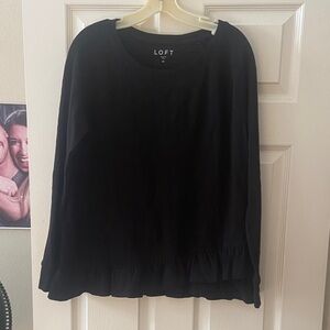 LOFT Black Ruffle Hem top